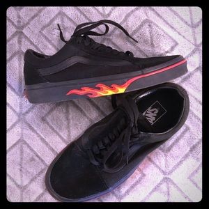 Black-on-black Flamewall Vans